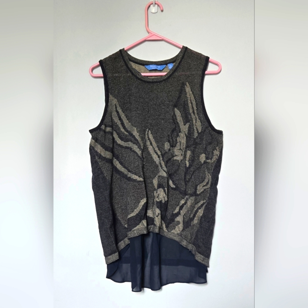 💥4 For $30💥Simply Vera Wang Sleeveless Knit Split Back/Sheer Lined Top size XL